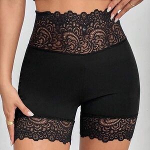 🖤Valentine's Day Black Lace High-Waisted Biker Shorts Lingerie